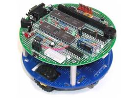 5 inch round PCB on a robot chassis